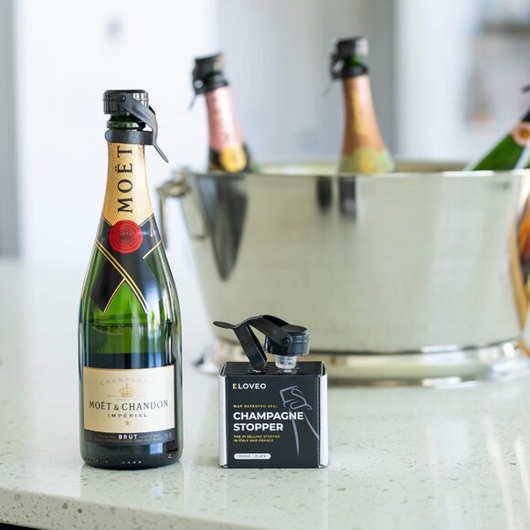 Champagne Stopper Black - Patented Seal - Made in Italy - WAF Plastic Bottle Sto - Picture 6 of 6